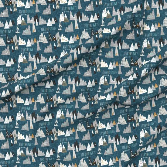 Various Fabrics by the Yard or Fat Quarter Adventure Awaits Regular Boy Mountain Teal Dark Blue Wilderness Custom Printed Fabric by Spoonflower {6}