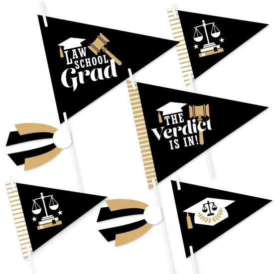 Big Dot of Happiness Law School Grad - Triangle Future Lawyer Graduation Party Photo Props - Pennant Flag Centerpieces - Set of 20 {1}
