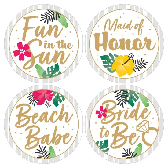 Big Dot of Happiness Last Luau - Tropical Bachelorette Party and Bridal Shower Funny Name Tags - Party Badges Sticker Set of 12 {4}