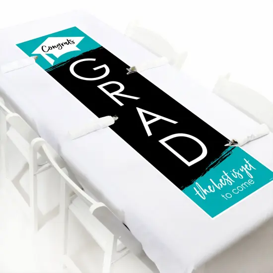 Big Dot of Happiness Teal Graduation Party Door Decoration - Vertical Banner {6}