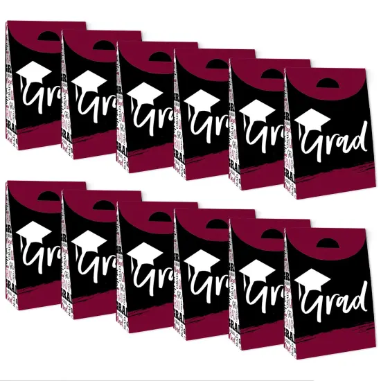 Big Dot of Happiness Maroon Grad - Best is Yet to Come - Burgundy Graduation Gift Favor Bags - Party Goodie Boxes - Set of 12 {6}