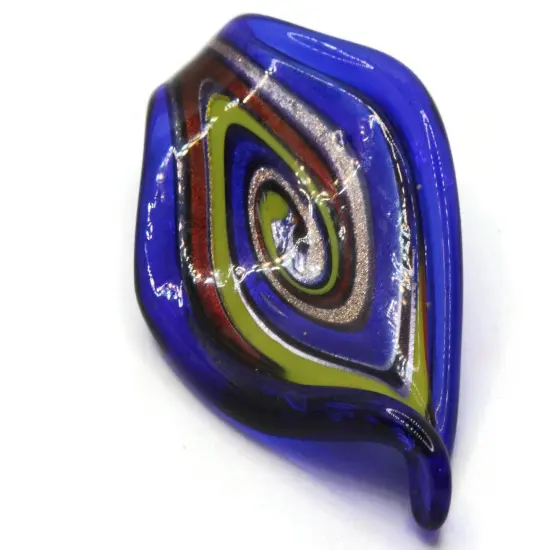 Royal Blue with Multi-color Spiral Foil Glass Pendant {1}