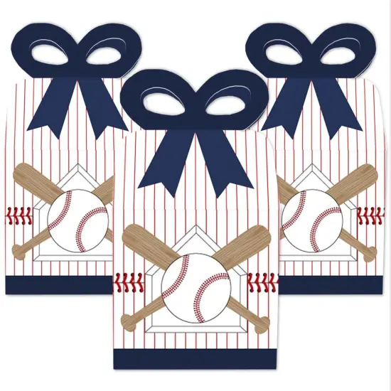 Big Dot of Happiness Batter Up - Baseball - Square Favor Gift Boxes - Baby Shower or Birthday Party Bow Boxes - Set of 12 {3}
