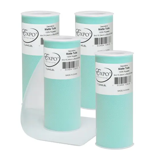 Pack of 4 Decorative Matte Tulle Spool of 6 Inch X 25 Yards Light Blue {1}