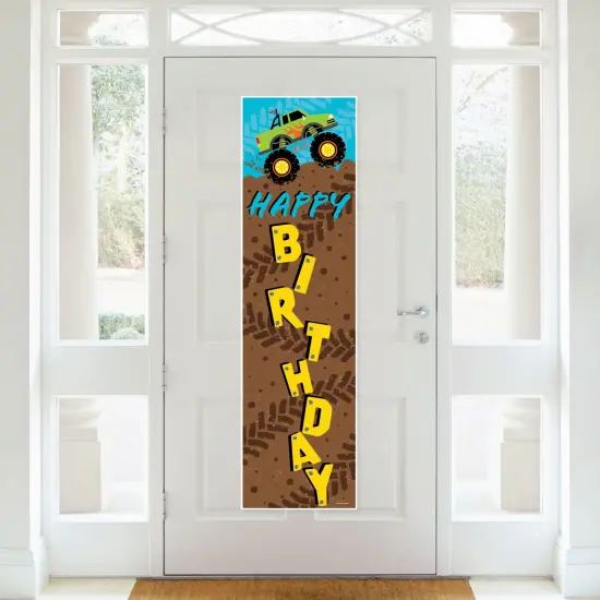 Big Dot of Happiness Smash and Crash - Monster Truck - Boy Birthday Party Front Door Decoration - Vertical Banner {3}