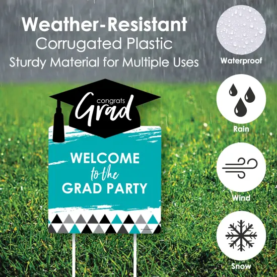 Big Dot of Happiness Teal Graduation Party Decorations - Grad Party Welcome Yard Sign {4}