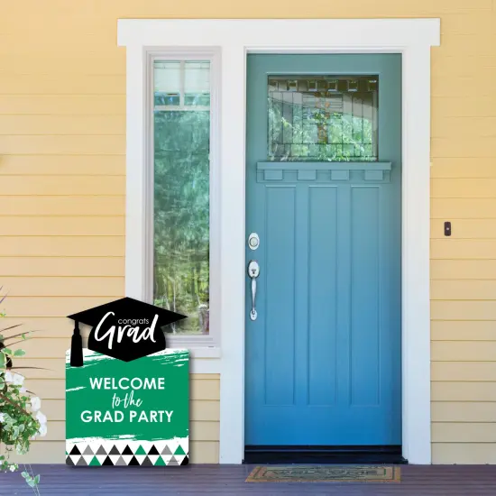 Big Dot of Happiness Green Graduation Party Decorations - Grad Party Welcome Yard Sign {6}