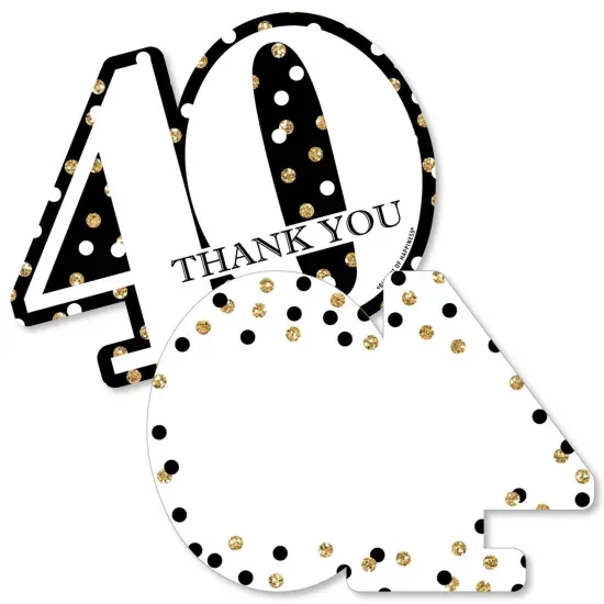 Big Dot of Happiness Adult 40th Birthday - Gold - Shaped Thank You Cards - Birthday Party Thank You Note Cards with Envelopes - Set of 12 {1}