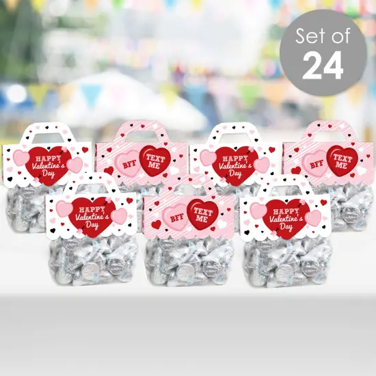 Big Dot of Happiness Conversation Hearts - DIY Valentine's Day Party Clear Goodie Favor Bag Labels - Candy Bags with Toppers - Set of 24 {3}