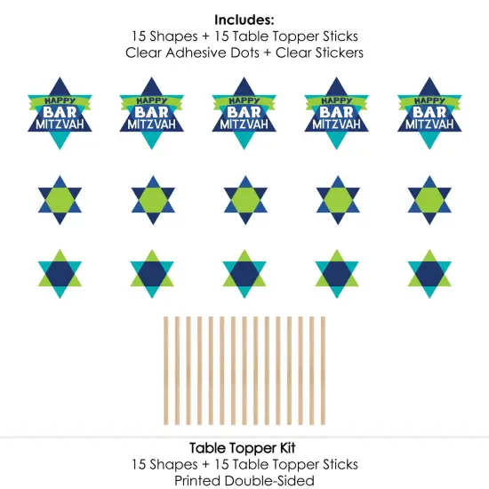 Big Dot of Happiness Blue Bar Mitzvah - Boy Party Centerpiece Sticks - Table Toppers - Set of 15 {7}