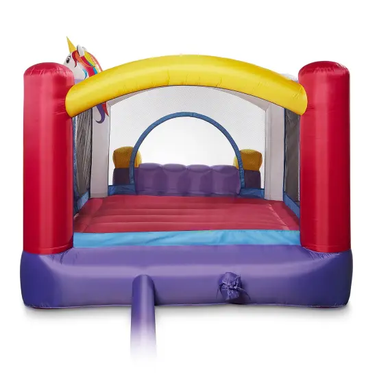 Cloud 9 Inflatable Bounce House and Blower, Unicorn Theme Bouncer for Kids with Slide, Includes Stakes and Repair Patches {5}