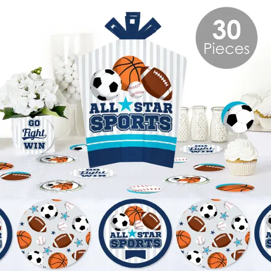 Big Dot of Happiness Go, Fight, Win - Sports - Baby Shower or Birthday Party Decor and Confetti - Terrific Table Centerpiece Kit - Set of 30 {3}