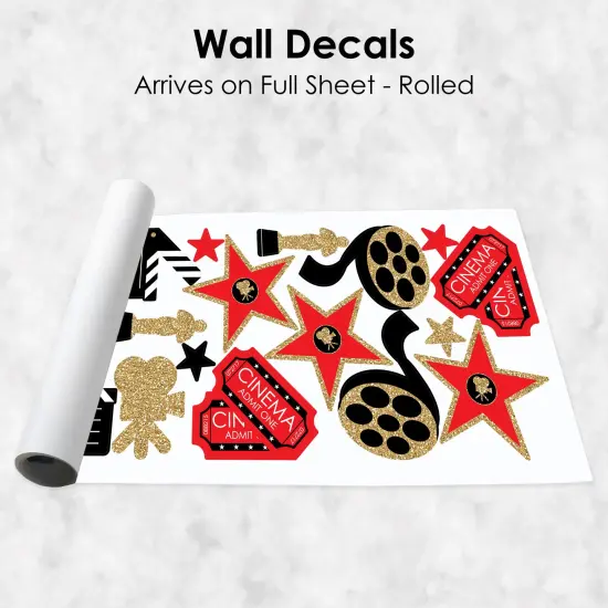 Big Dot of Happiness Red Carpet - Peel and Stick Movie Theater Decor Vinyl Wall Art Stickers - Wall Decals - Set of 20 {7}