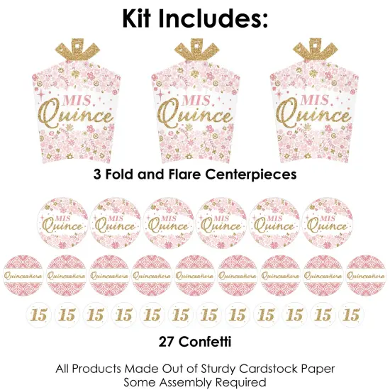 Big Dot of Happiness Mis Quince Anos - Quinceanera Sweet 15 Birthday Party Decor and Confetti - Terrific Table Centerpiece Kit - Set of 30 {4}