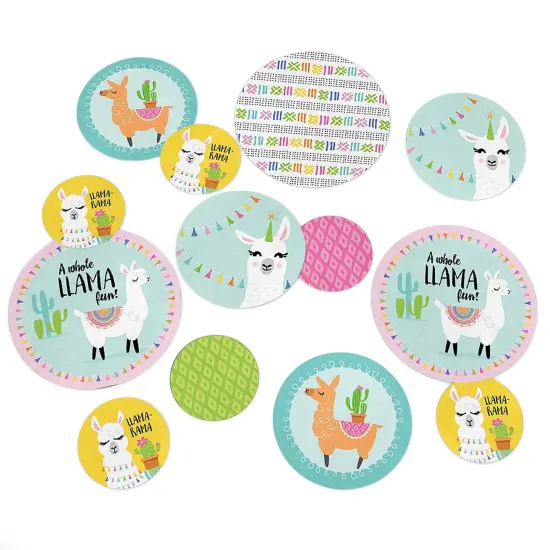 Big Dot of Happiness Whole Llama Fun - Llama Fiesta Baby Shower or Birthday Party Giant Circle Confetti - Party Decorations - Large Confetti 27 Count {1}