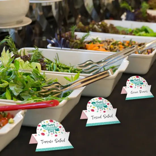 Big Dot of Happiness Colorful Floral Happy Mother's Day - We Love Mom Party Tent Buffet Card - Table Setting Name Place Cards - Set of 24 {4}