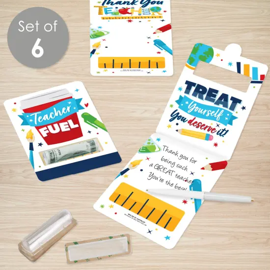 Big Dot of Happiness Thank You Teachers - DIY Assorted Teacher Appreciation Cash Holder Gift - Funny Money Cards - Set of 6 {3}