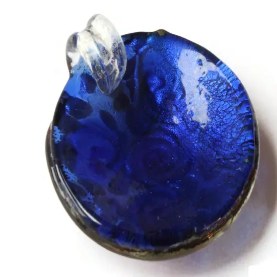 52mm Royal Blue Foil Glass Round Pendant {4}