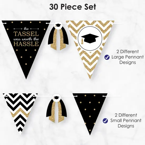 Big Dot of Happiness 30 Piece Gold Graduation Party Pennant Triangle Banner {6}