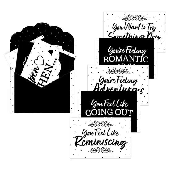Big Dot of Happiness Black and White Wedding - Date Night Cards for Couples Gift Box Kit - Open When Letters - Set of 8 {1}