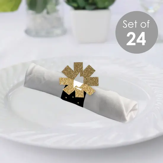 Big Dot of Happiness Tassel Worth The Hassle - Gold - Graduation Party Paper Napkin Holder - Napkin Rings - Set of 24 {3}