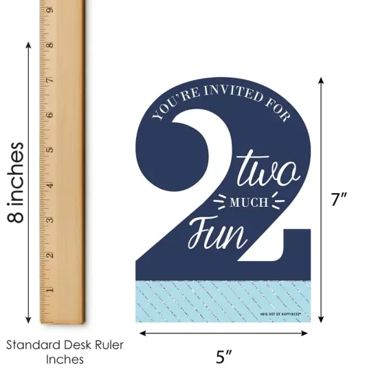 Big Dot of Happiness 2nd Birthday Boy - Too Much Fun - Shaped Fill-in Invitations - Second Birthday Party Invitation Cards with Envelopes - Set of 12 {7}