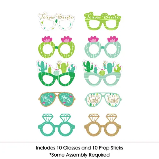 Big Dot of Happiness Final Fiesta Glasses - Paper Card Stock Last Fiesta Bachelorette Party Photo Booth Props Kit - 10 Count {4}