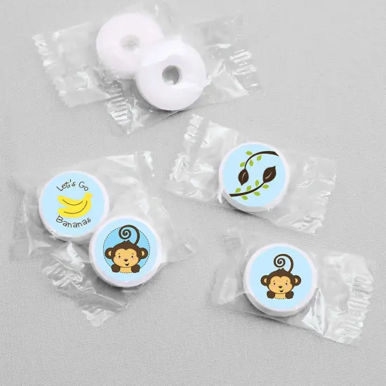 Big Dot of Happiness Blue Monkey Boy - Baby Shower or Birthday Party Round Candy Sticker Favors - Labels Fits Chocolate Candy (1 sheet of 108) {4}