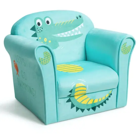 Kids Armrest Upholstered Sofa Chair with Cute Patterns with Wide Backrest {2}