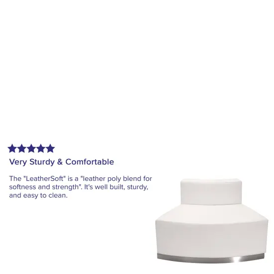 Emma and Oliver Modular Reception Convex Chair with Brushed Stainless Steel Base Melrose White {3}