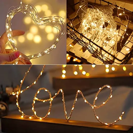 12 Pack Fairy Lights Battery Operated (Included), 6.5ft 20 LED Mini String Lights, Waterproof Silver Wire Firefly Starry Lights for DIY Wedding Christmas Party Mason Jars Decor, Warm White {6}