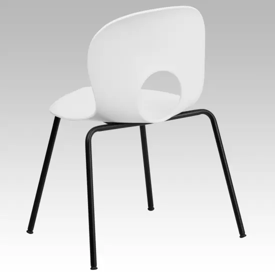 Emma and Oliver Multipurpose Designer Plastic Cafe Stack Chair White {4}