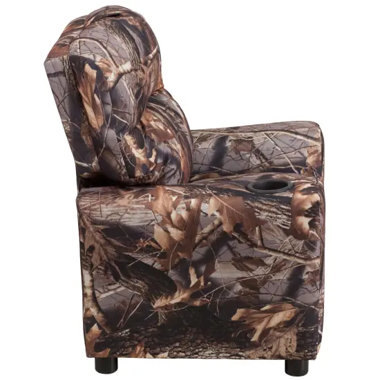 Emma and Oliver Contemporary Kids Recliner with Cup Holder Camouflage Fabric {4}