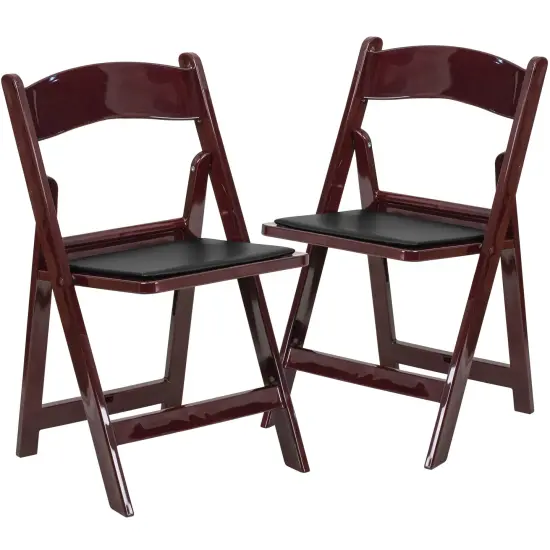 Emma and Oliver Folding Chair - Resin&ndash; 2 Pack 800LB Weight Capacity Event Chair Red Mahogany {1}