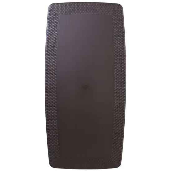 Emma and Oliver 5.62-Foot Brown Rattan Indoor-Outdoor Plastic Folding Table with Umbrella Hole {3}