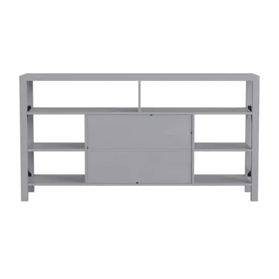 Merrick Lane Green River Media Console with Open and Closed Storage Coastal Gray {4}