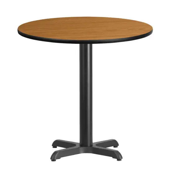 Emma and Oliver 30" Round Laminate Table Top with 22"x22" Table Height Base Natural {1}