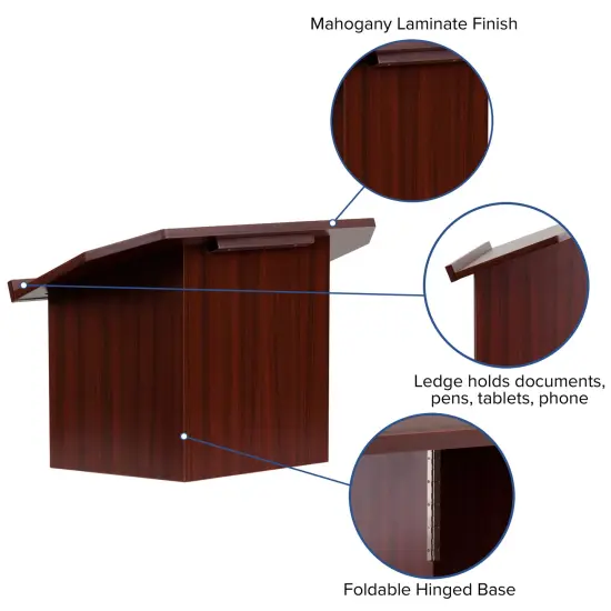 Emma and Oliver Foldable Tabletop Lectern Mahogany {2}