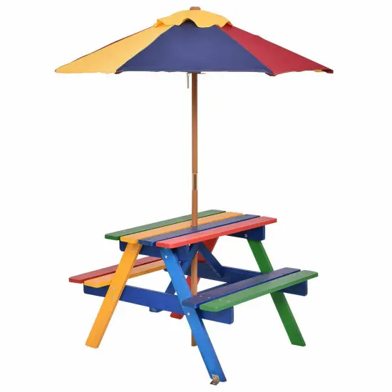 4 Seat Kids Picnic Table with Umbrella {1}