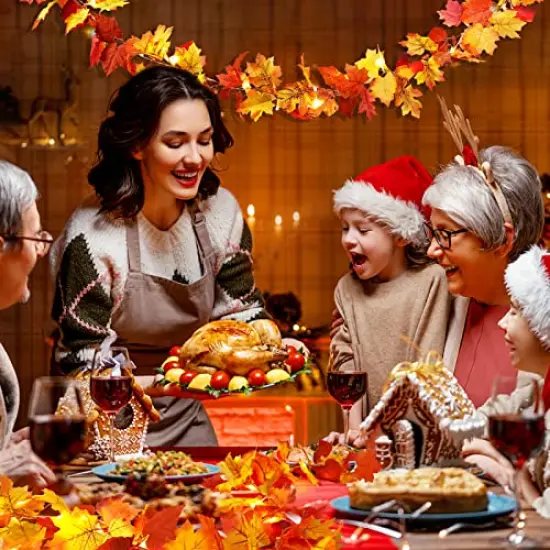 2 Pack Fall Decor Maple Leaves Garland with Lights Battery Operated Fall Thanksgiving Decorations Garland for Home Porch Front Door Table Mantle Outdoor Autumn Harvest Halloween Decor, 11.8Ft 40LED {6}