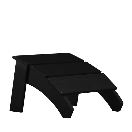 Merrick Lane Piedmont Modern All-Weather Poly Resin Wood Adirondack Ottoman Foot Rest Black {1}