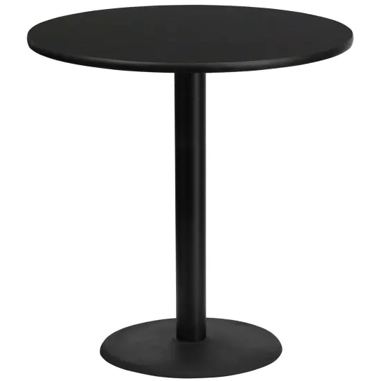 Emma and Oliver 42" Round Laminate Table Top with 24" Round Bar Height Table Base Black {1}