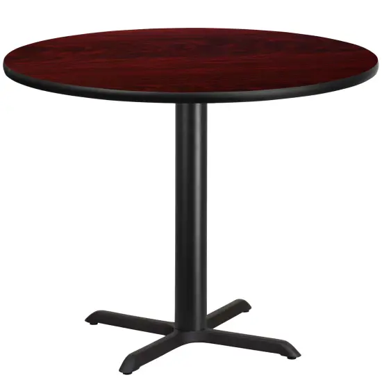 Emma and Oliver 42" Round Laminate Table Top with 33"x33" Table Height Base Natural {4}