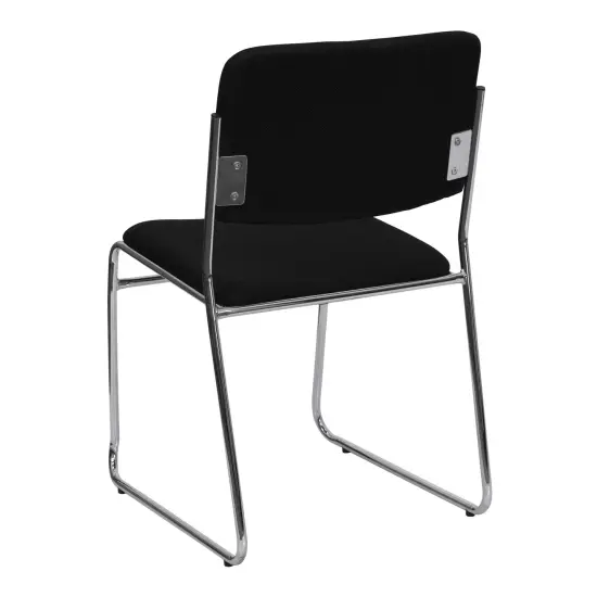 Emma and Oliver 500 lb. Capacity High Density Stacking Chair with Sled Base BlackVinyl/Black {9}
