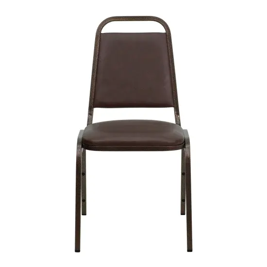 Emma and Oliver 4 Pack Trapezoidal Back Stacking Banquet Chair BrownVyl/CopperVein {5}