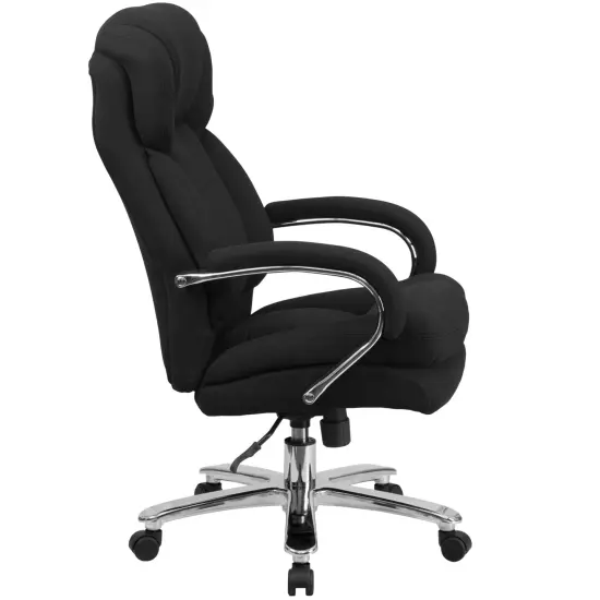 Emma and Oliver 24/7 500 lb. Big & Tall Executive Swivel Ergonomic Office Chair with Loop Arms Black Fabric {5}