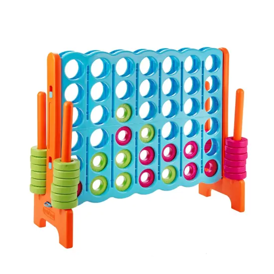 3.5 Feet Tall Jumbo 4 to Score Giant Game Set with 42 Jumbo Rings Light Blue {4}