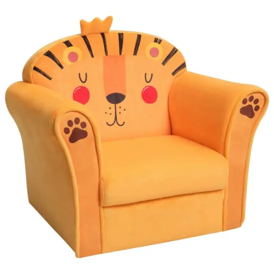 Kids Armrest Upholstered Sofa Chair with Cute Patterns with Wide Backrest {4}