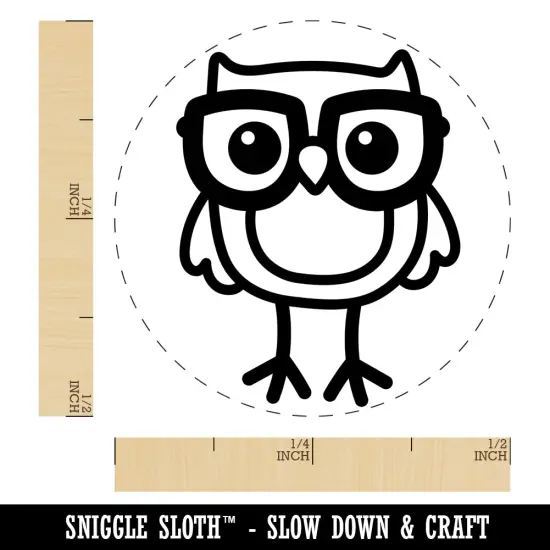 Owl Smart with Glasses Self-Inking Rubber Stamp for Stamping Crafting Planners Purple {1}