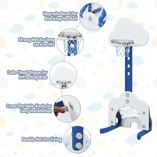 3-in-1 Kids Basketball Hoop Set with Balls Perfect for Indoor-Outdoor Use White {5}